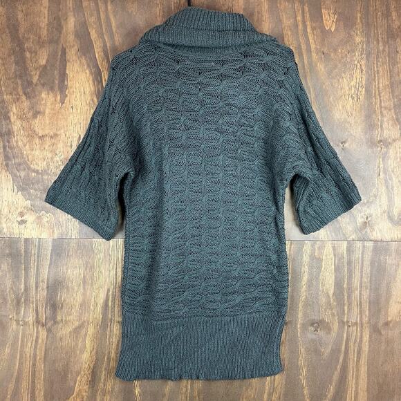 Old Navy Womens Sweater Dark Gray Cowl Neck Short Sleeve Dress Wool Blend M - Picture 10 of 12
